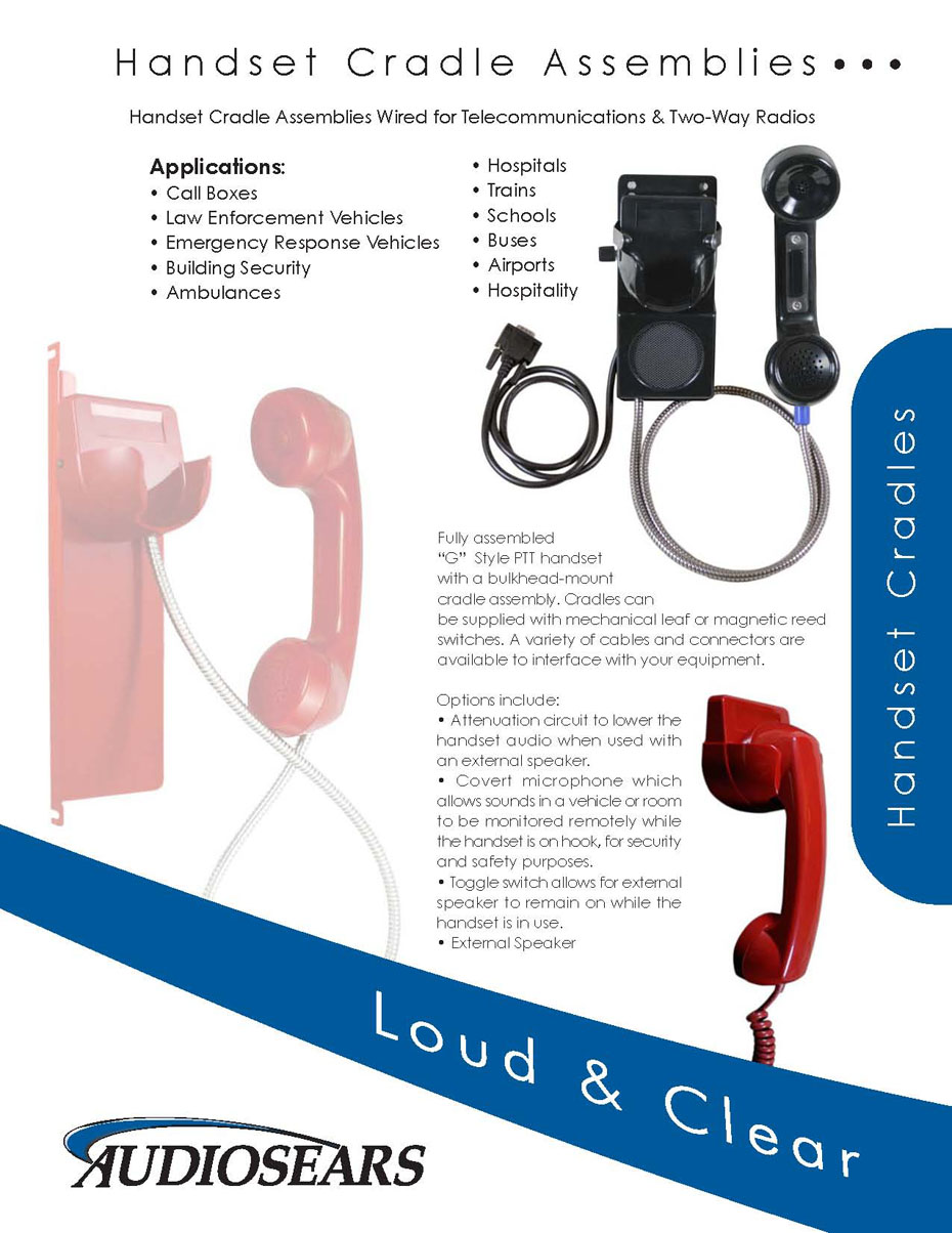 Handset Cradle Assemblies Cutsheet